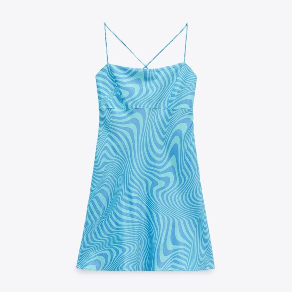 ZARA Blue Swirl Patterned  Dress